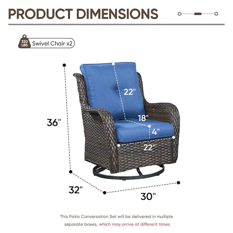 Pocassy Outdoor Wicker Glider Swivel Club Chairs (Set of 2) - Mix Grey