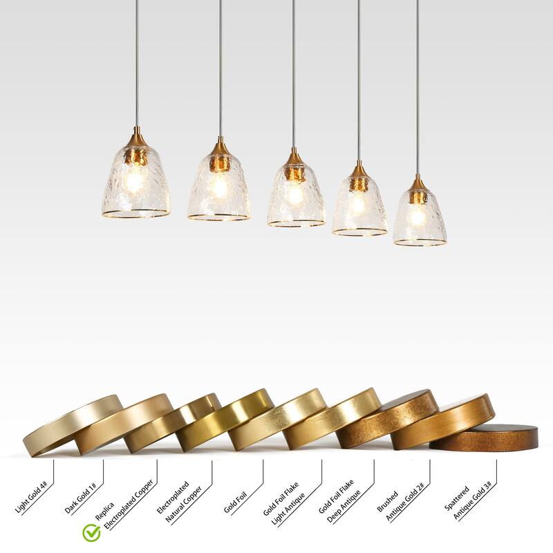 Modern 5-Light Gold Chandelier Linear Island Light for Dining Room - W 45.2" x H 7.8" x D 6"