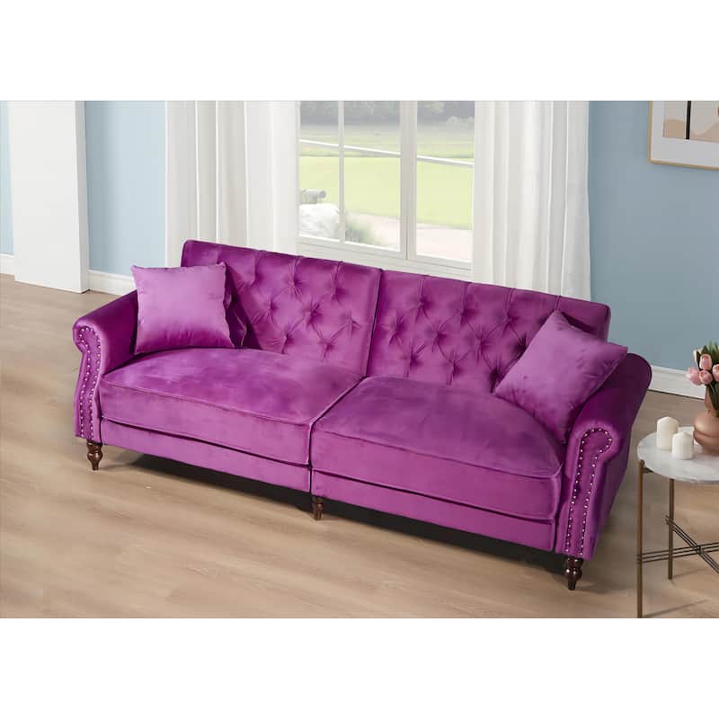 87.8'' Convertible Velvet Sofa Bed Sleeper Futon