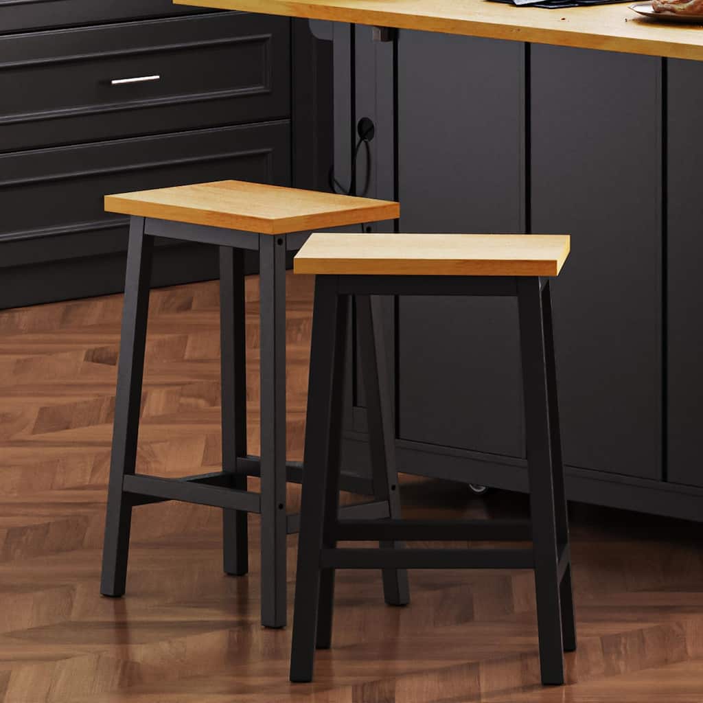 Roomfitters Set of 2 Counter Height Stools, 25.6" A-Frame Solid Wood Bar Stools with Contoured Wood Seat & Footrest