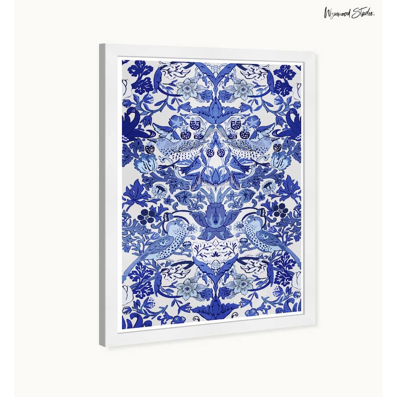 Wynwood Studio Tropical Collage Blue Framed Tropical Chinoiserie Art Prints