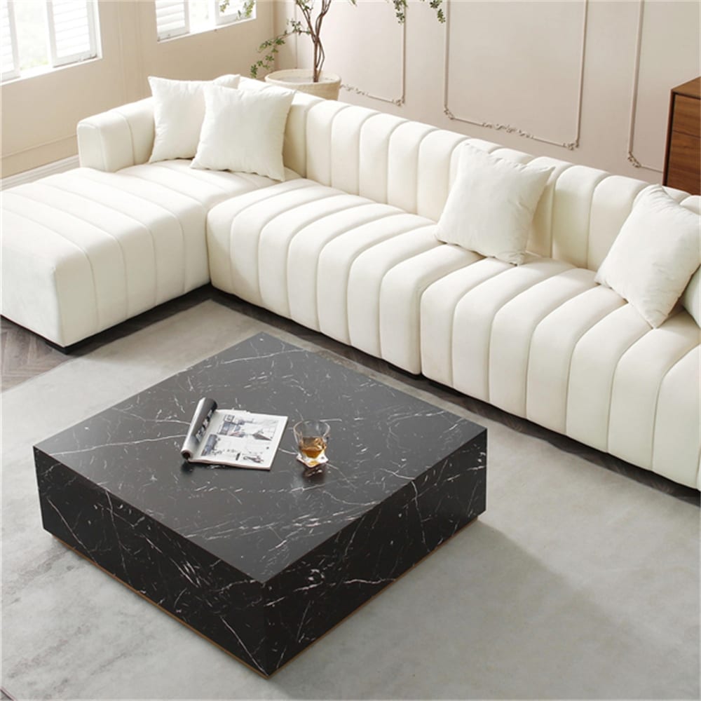 Modern Low Gloss Square Marble Coffee Table - Bed Bath & Beyond  