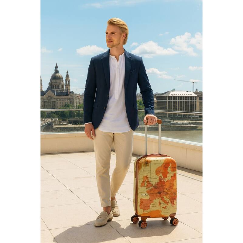 VentureX Airline Approved Luggage Lightweight Hardside Suitcase with Spinner Wheels, Europe, 2-Piece Carry-On Set