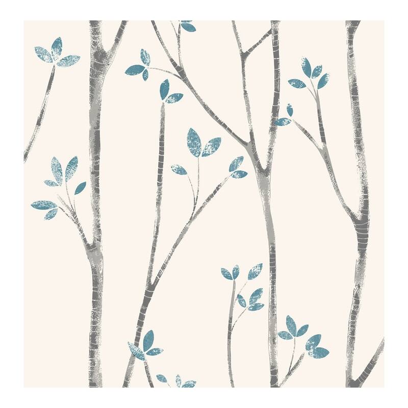 Brewster Ingrid Blue Scandi Tree Wallpaper - 20.5 x 396 x 0.025