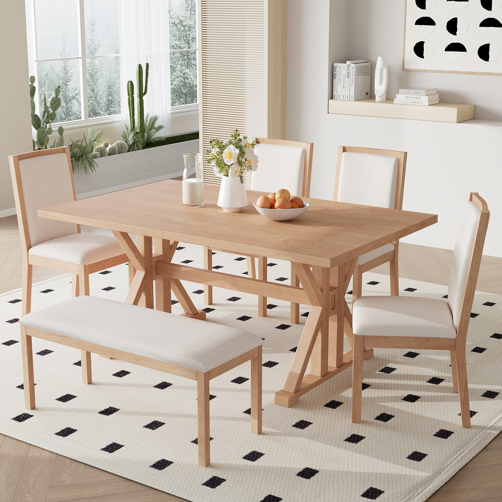 Simple Living 6 piece Albury Dining Set with Dining Bench Bed Bath Beyond 10760354