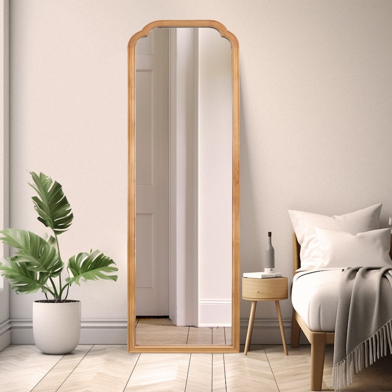 Top Corner Scalloped Rectangle Decorative Farmhouse Wall Mirror