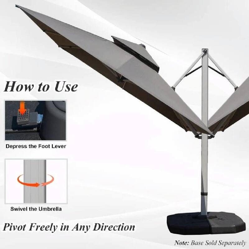 Aluminum Patio Umbrella - 360° Rotation, Hydraulic Lift