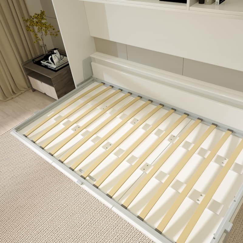 Mordern Design Twin Size Horizontal Murphy Bed with Shelf Storage