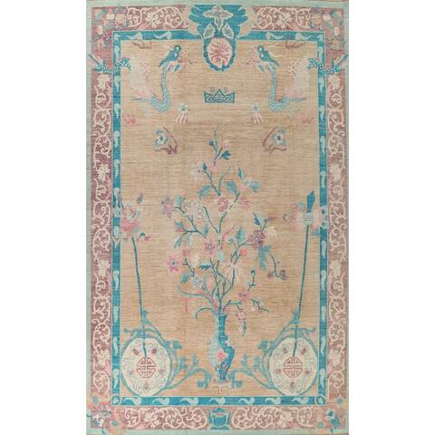 Vegetable Dye Art Deco Oriental Area Rug Hand-knotted Wool Carpet - 10'1" x 13'9"
