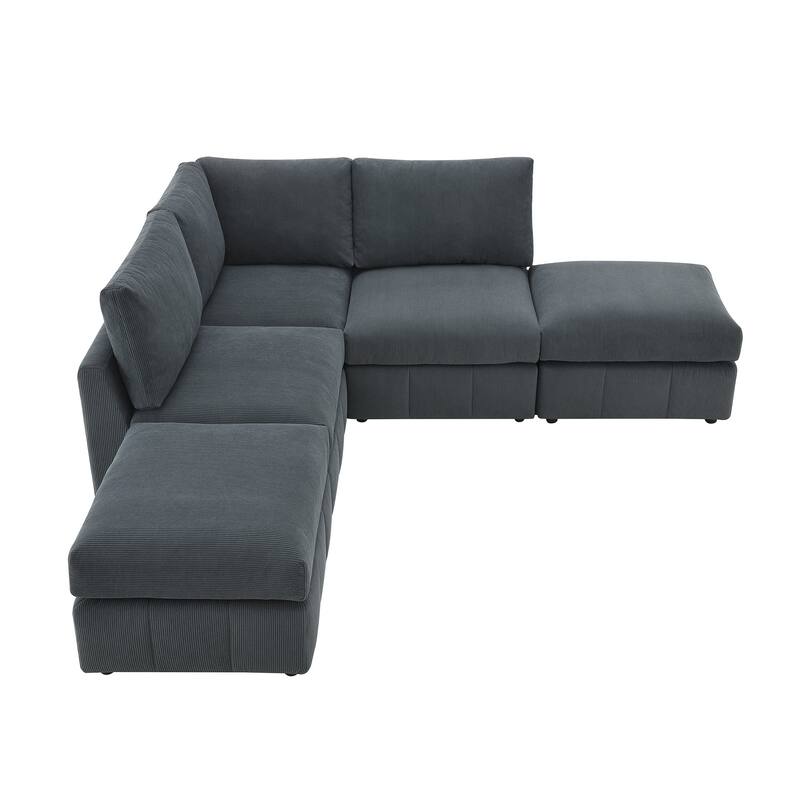 93"Modern Sectional Sofa with Vertical Stripes