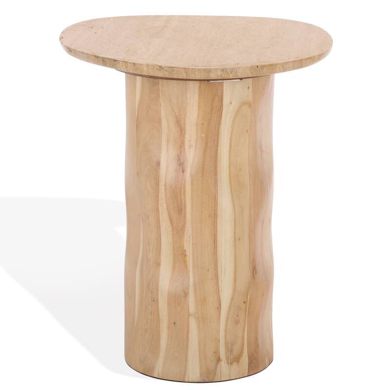 SAFAVIEH Couture Jennamira Travertine Accent Table - 18"W x 17"D x 21"H - Natural/Travertine
