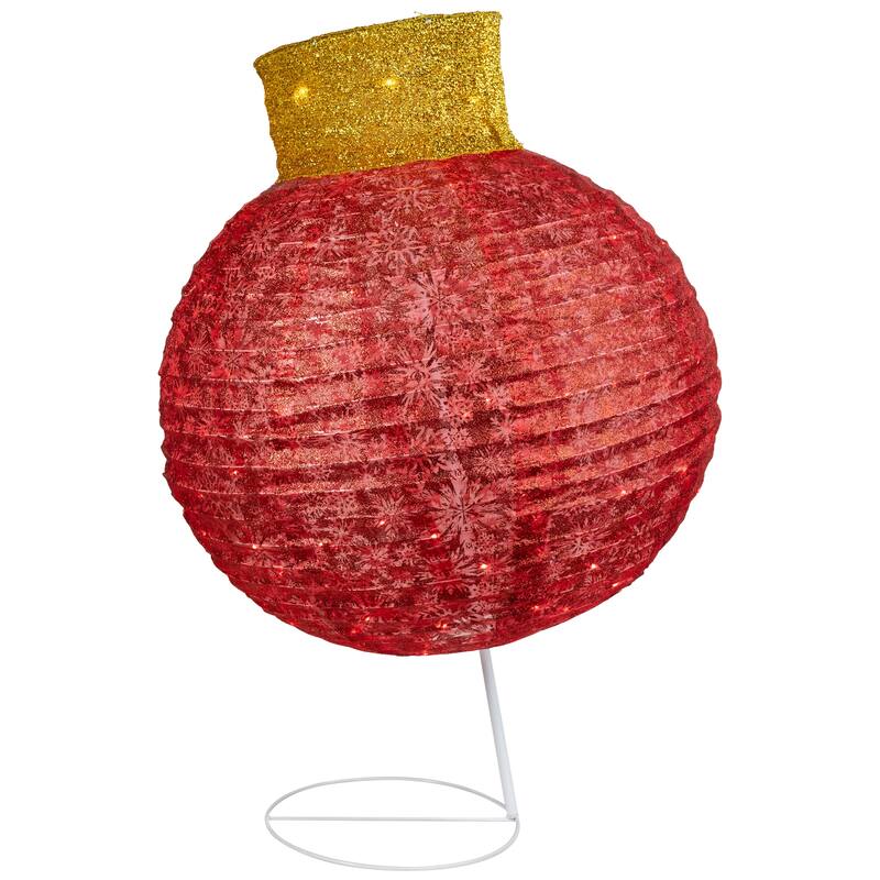 38" LED Twinkling Red Tinsel Ornament Outdoor Christmas Decoration