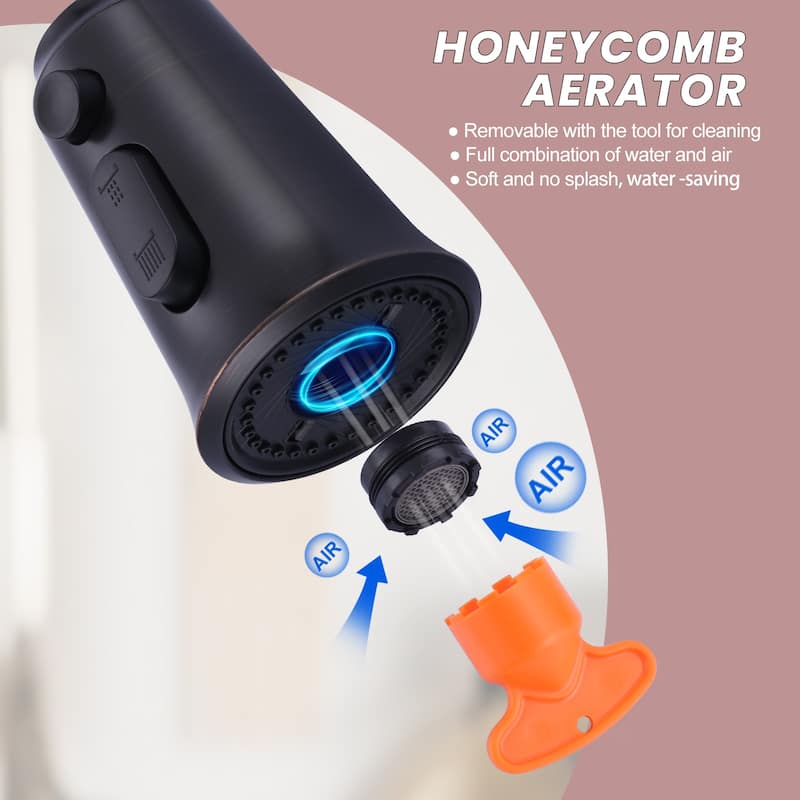 WOWOW Pull Down Kitchen Faucet Spray Head with 9 Adapters Kit
