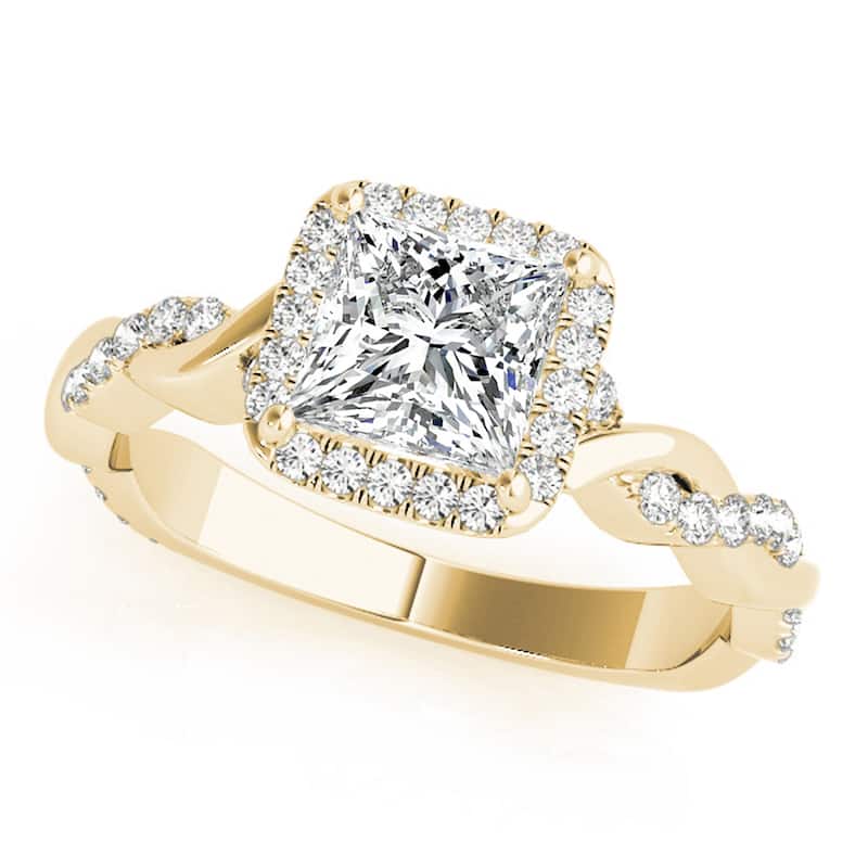 Auriya 14k Yellow Gold Lab Grown Princess Diamond Halo Engagement Ring 0.50 to 5.00 ct. tw. (F-G VS) - 0.75 ct. center - 8