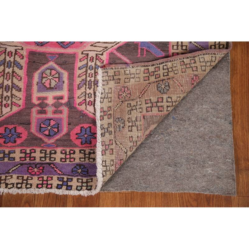 Meshkin Persian Vintage Runner Rug Handmade Wool Carpet - 3'4" x 10'0"