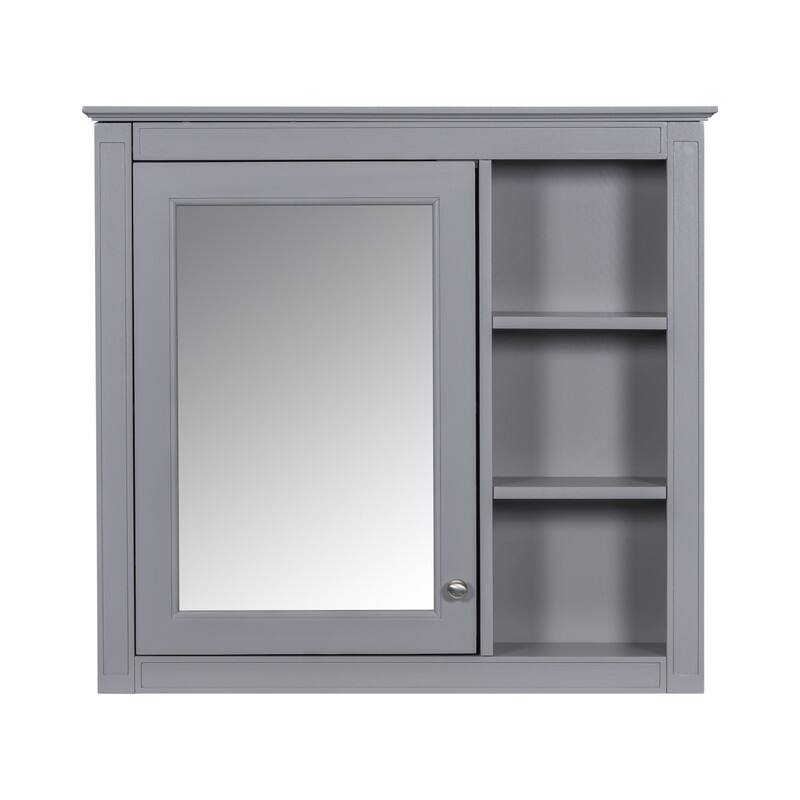 30'' x 28'' Wall Mounted Storage Cabinet for Bathroom,Mirror Cabinet with 3 Open Shelves
