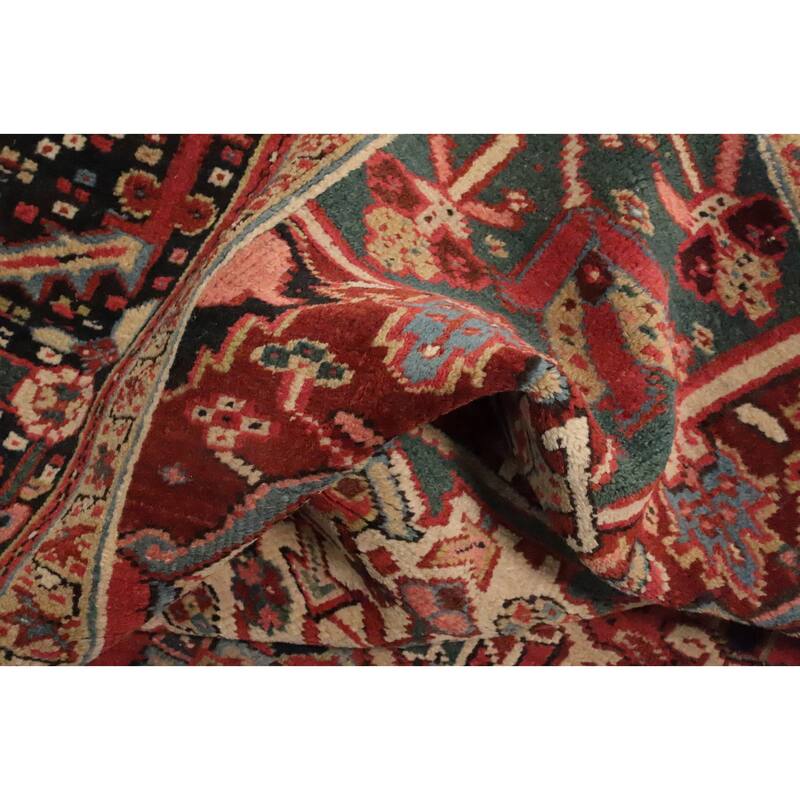 Hand Knotted Oriental 100% Wool Carpet Traditional Medallion Oranges & Rust Heriz (serapi) Area Rug - 12' 11'' X 8' 11''