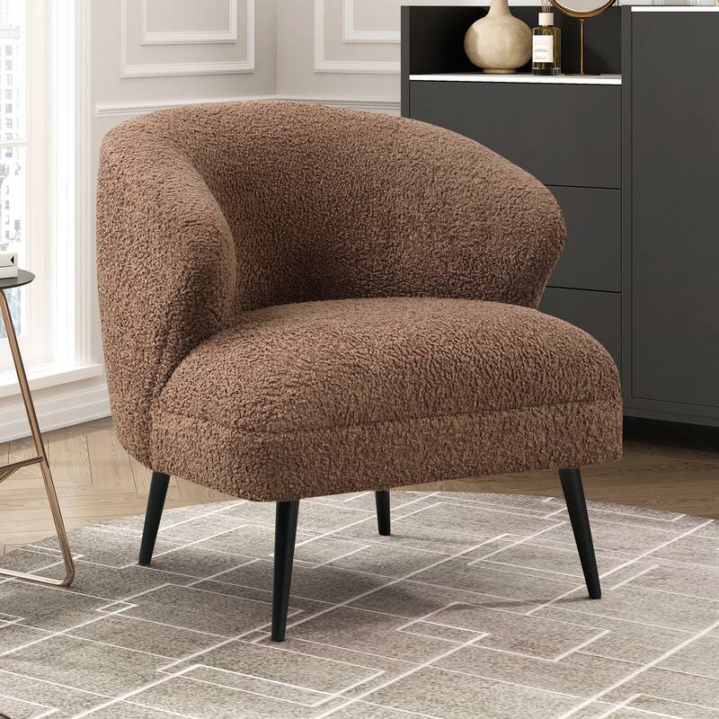 Hudson 26" Boucle Fabric Accent Chair - Black Finish Metal Legs