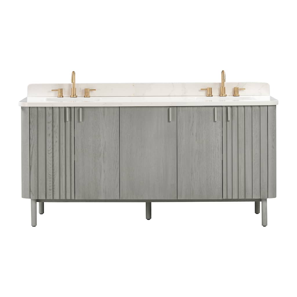 Avanity Blakely 73 in. Vanity Combo in Gray Oak finish with Calacatta Quartz Top