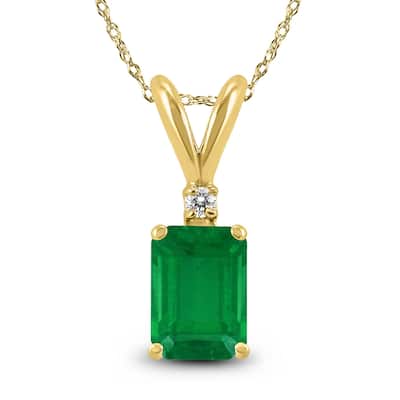 Marquee 14K Yellow Gold 6x4MM Emerald Shaped Emerald Pendant