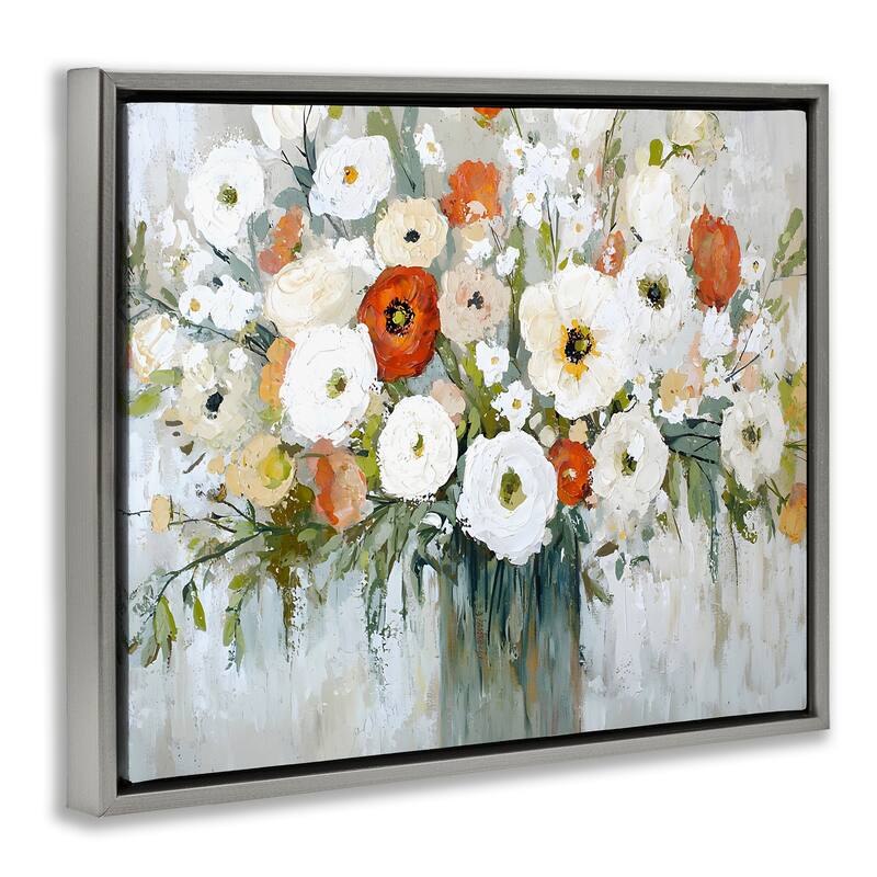 Stupell Ivory & Ruby Bouquet Framed Floater Canvas Wall Art Design By Franklyn Gregory