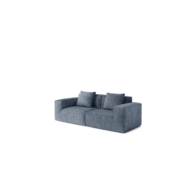 Modular Sectional Sofa Convertible Tofu Block Floor Sofa Bed Armrest Chenille Fabric Gray