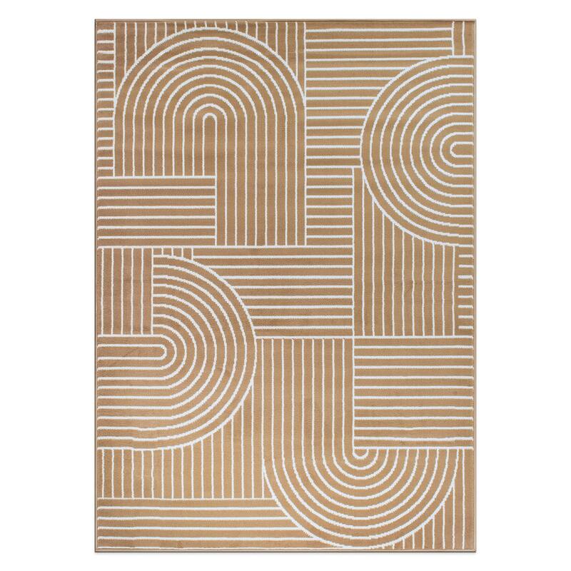 World Rug Gallery Contemporary Stripe Arch Design Area Rug