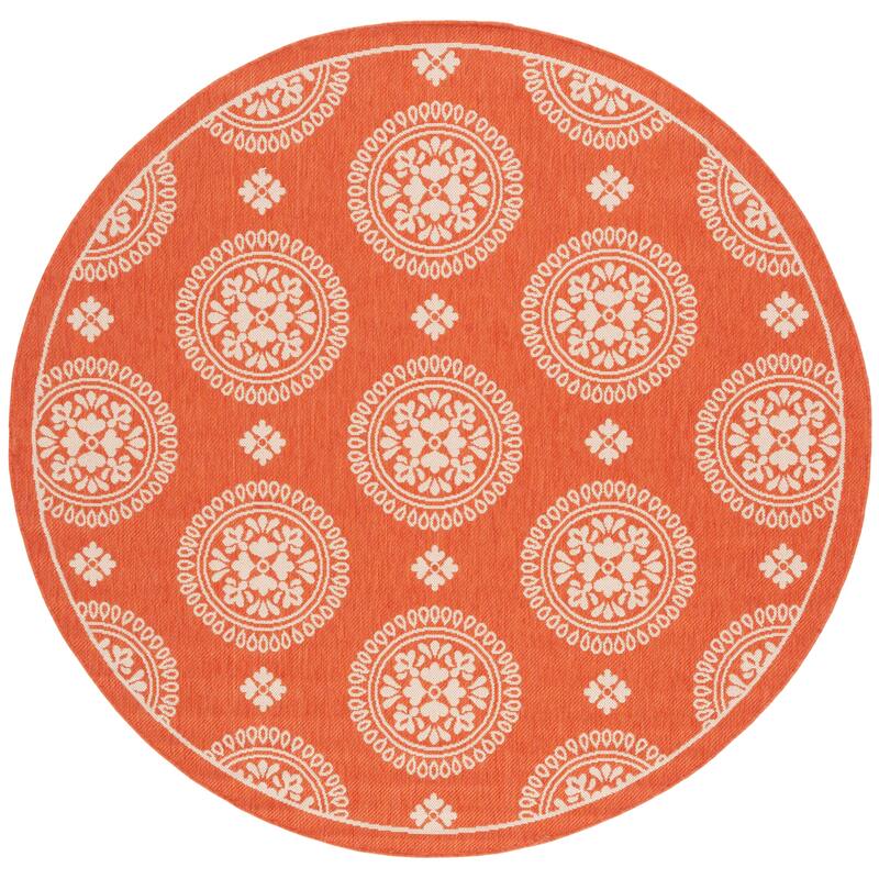 SAFAVIEH Courtyard Dilys Rug - 6'7" Round - Terracotta