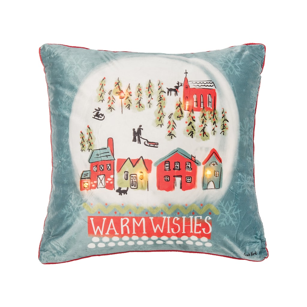Warmwishes Snowglobe Light-Up LED 18" x 18" Throw Pillow