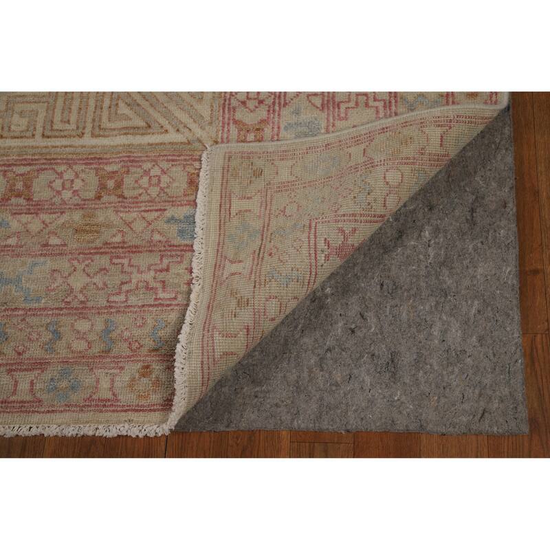 Hand Knotted Oriental 100% Wool Carpet Transitional All-Over Beige & Ivories Oushak Area Rug - 9' 9'' X 8' 1''