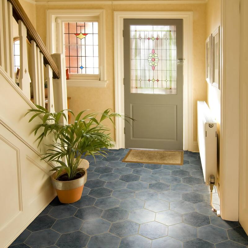 Merola Tile Capri Hex Indigo 7" x 8" Porcelain Floor and Wall Tile - Sample swatch