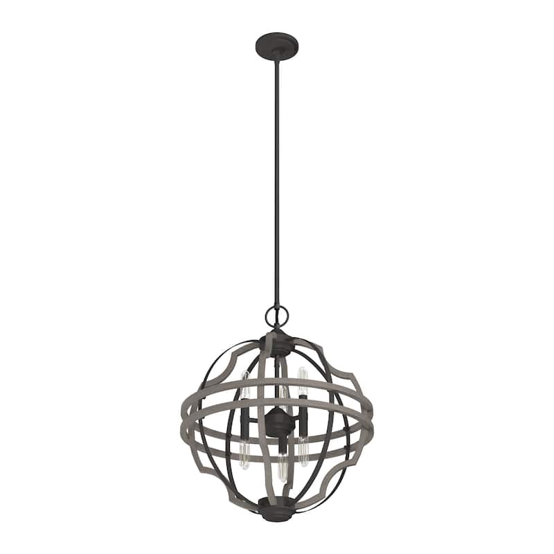 Hunter 19.25" Stone Creek 6-Light Pendant - Entry, Island, Dining Room - Modern Farmhouse, Rustic, Transitional