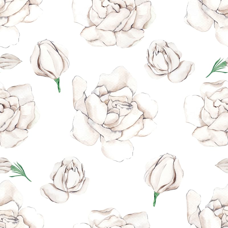 White Gardenia Removable Wallpaper - 24'' inch x 10'ft