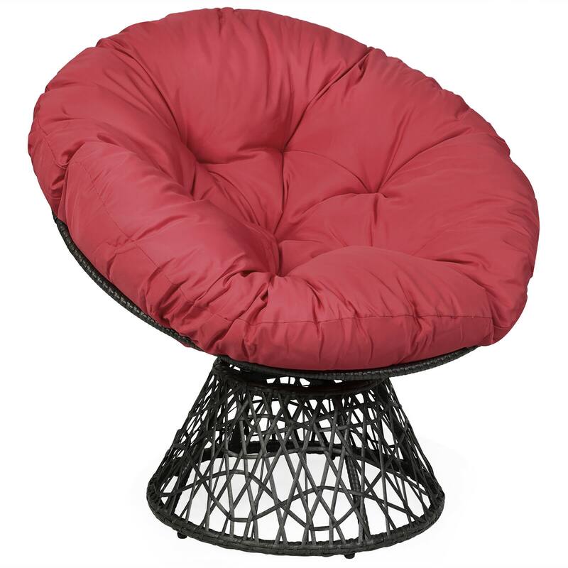 Costway Rattan Papasan Chair Ergonomic Chair 360-degree Swivel Soft