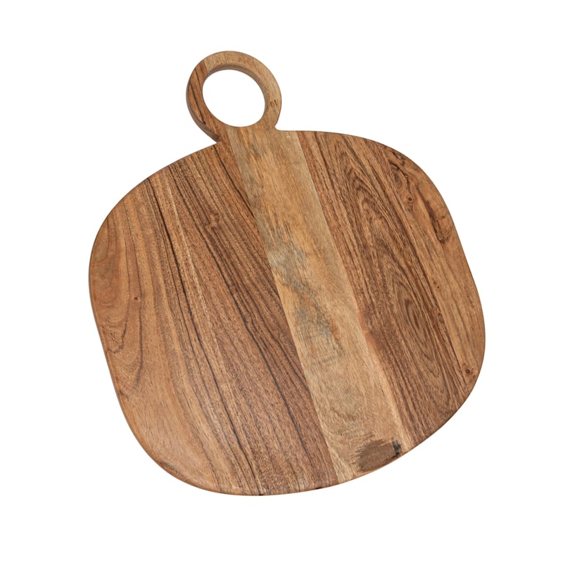 Acacia Wood Cheese and Cutting Board with Handle - 15.8"L x 13.8"W x 0.6"H