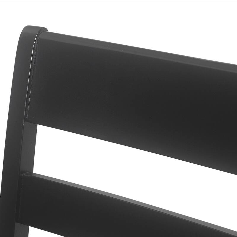 Roomfitters Upholstered Wood Counter Stools, Farmhouse Bar-Height Chairs with Ladder Back for Kitchen Island, Black (Set of 2)