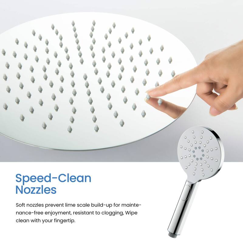 Circular Pressure Balanced Ceiling Mounted 2-Function Shower System with Rough In Valve