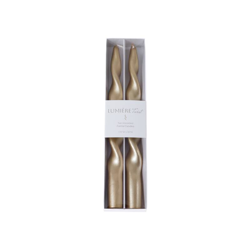 Lumière Twist Formal Taper Candles, Set of 12 - Holiday Table Décor