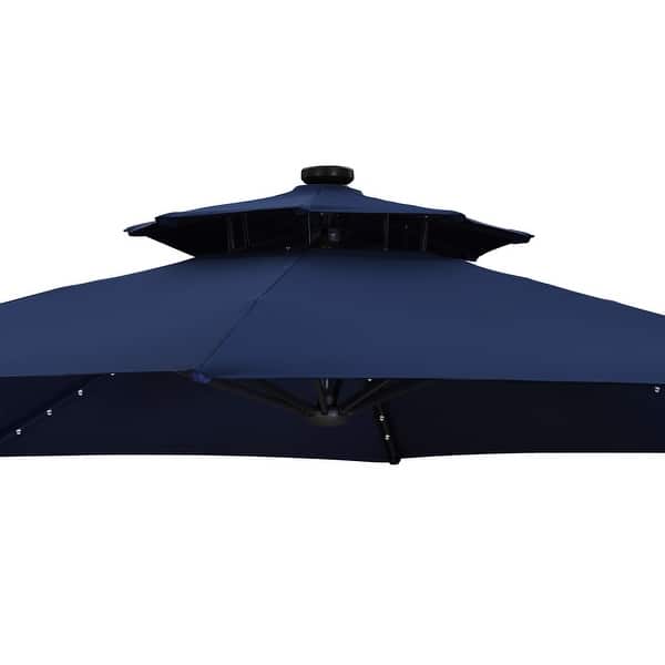 Shop Black Friday Deals On Ainfox 11ft 2 Tier Offset Hanging Patio Solar Powered Umbrella Base Not Included Overstock 31705137