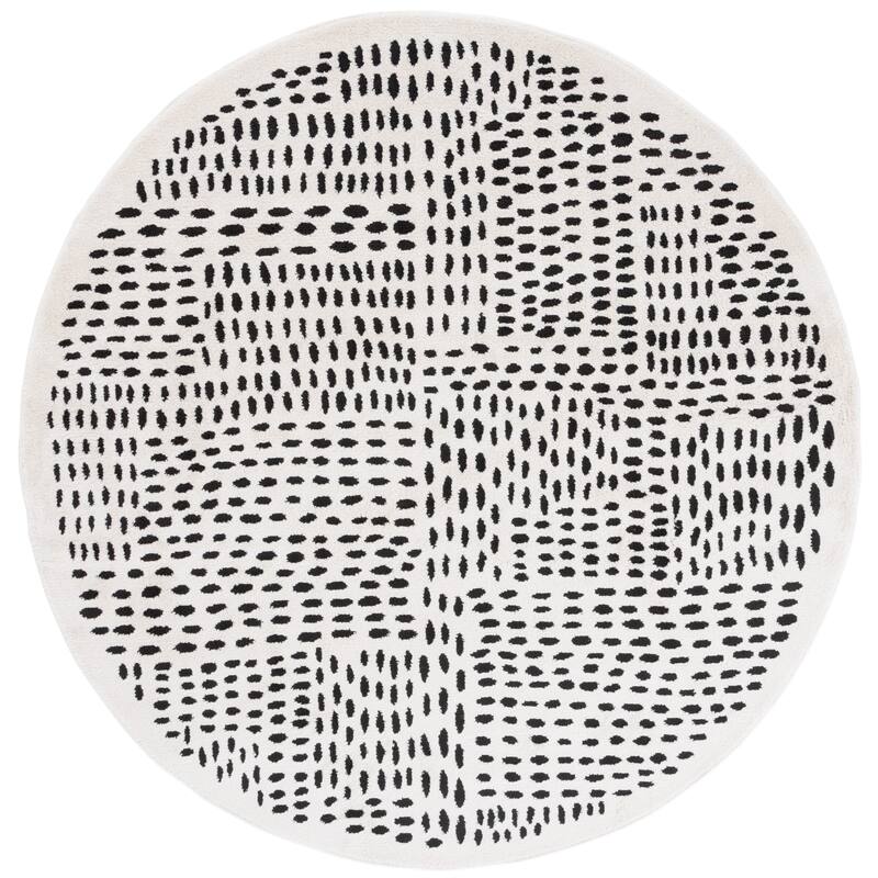 SAFAVIEH Melody Elinore Modern Scandinavian Rug - 6'7" Round - Ivory/Black