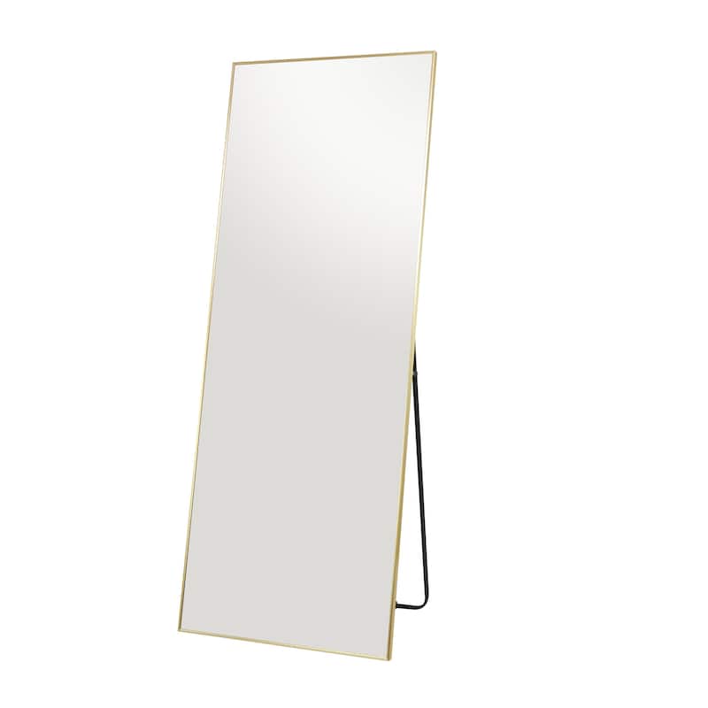 Metal Floor Mirror with Stand - Silver or Gold - CosmoLiving by Cosmopolitan - Gold - 26"W, 65"H