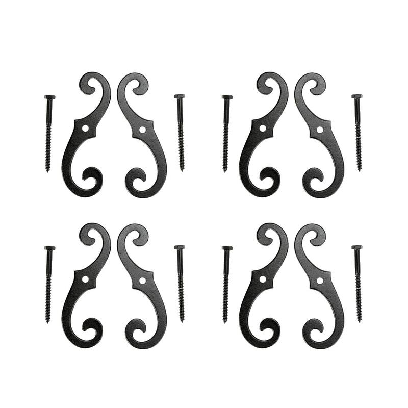 Black Shutter Dog Holders 6.5" L S Style Aluminium Shutter Tieback Hardware (Set of 4) Renovators Supply