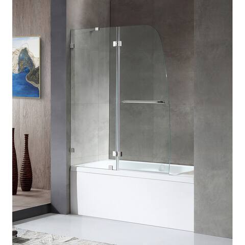 ANZZI Pacific Polished Chrome 48" x 58" Frameless Hinged Tub Door
