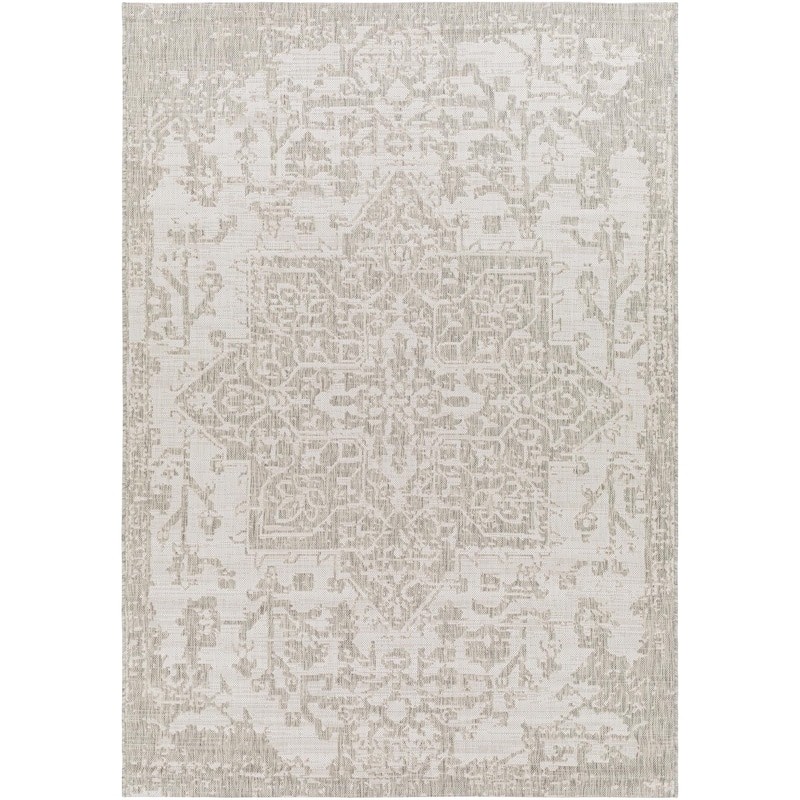 Livabliss Eagean Updated Traditional Medallion Indoor / OutdoorArea Rug - 7'10" x 10' Oval - Cream