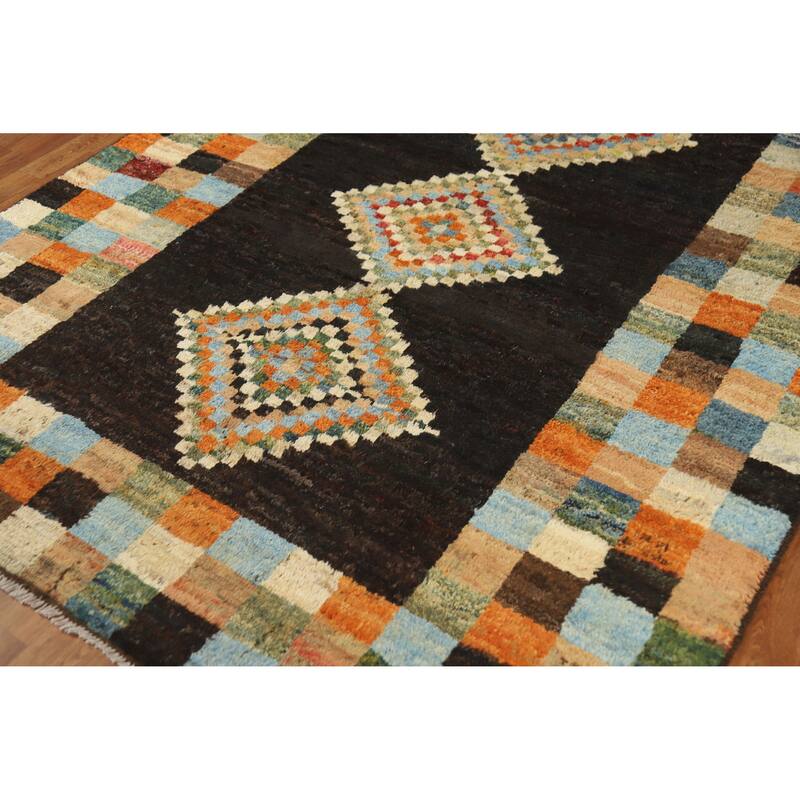 Checkered Moroccan Oriental Area Rug Handmade Wool Carpet - 6'0" x 7'8"