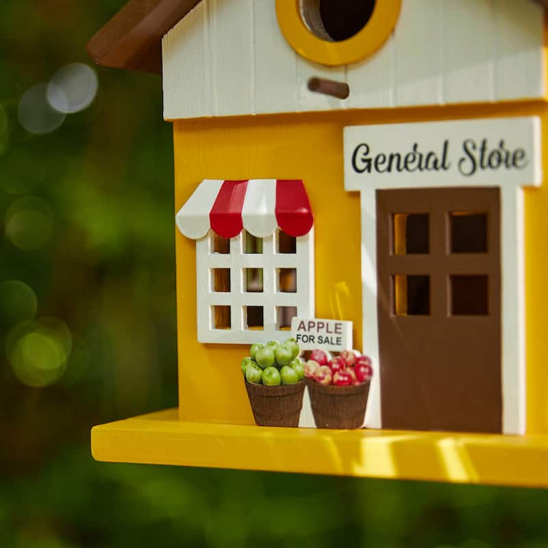 Glitzhome 9.5"H Solid Wood General Store Decorative Garden Birdhouse - 7.00''L X 5.50''W X 9.50''H