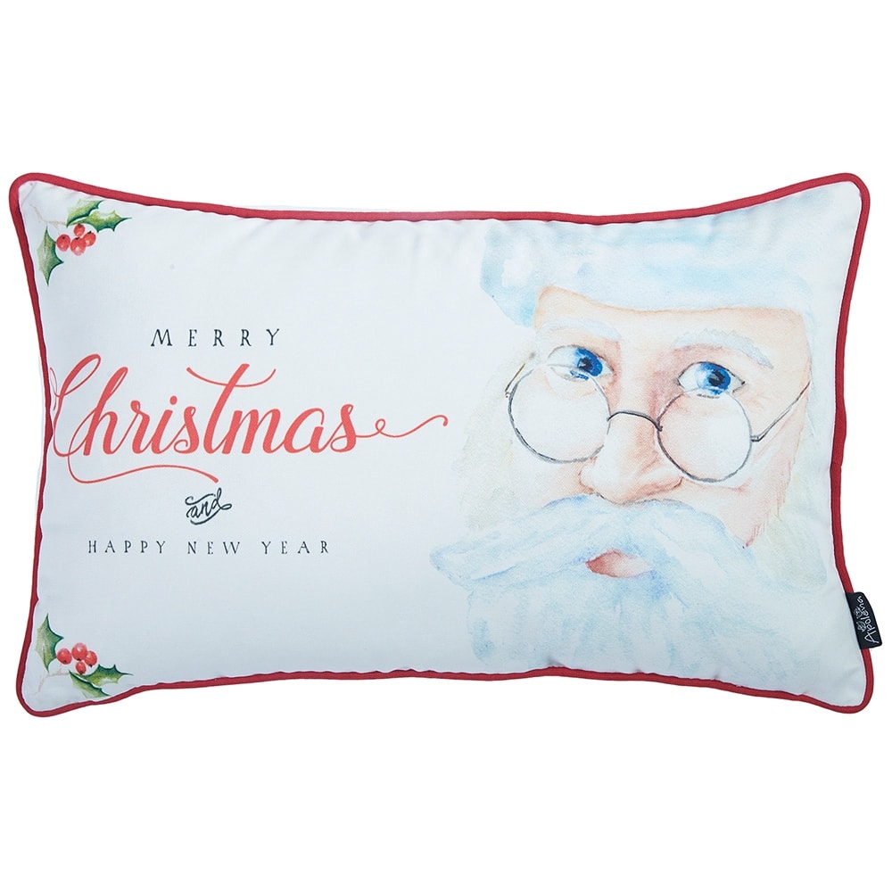HomeRoots 20" X 12" Red and White Christmas Santa Polyester Pillow Cover