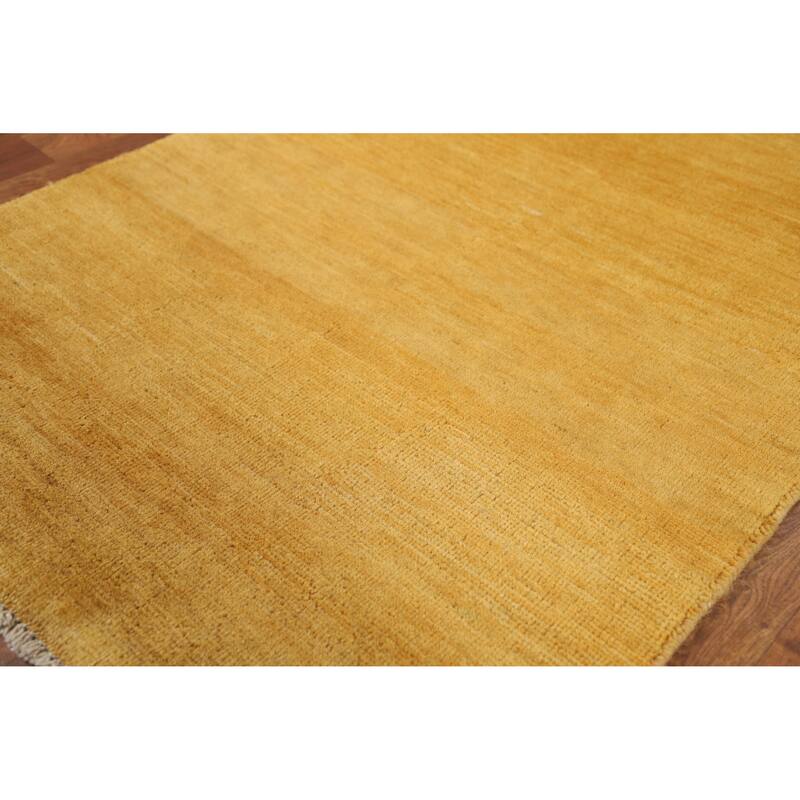 Yellow Gabbeh Modern Accent Rug Handmade Wool Carpet - 2'8" x 3'11"