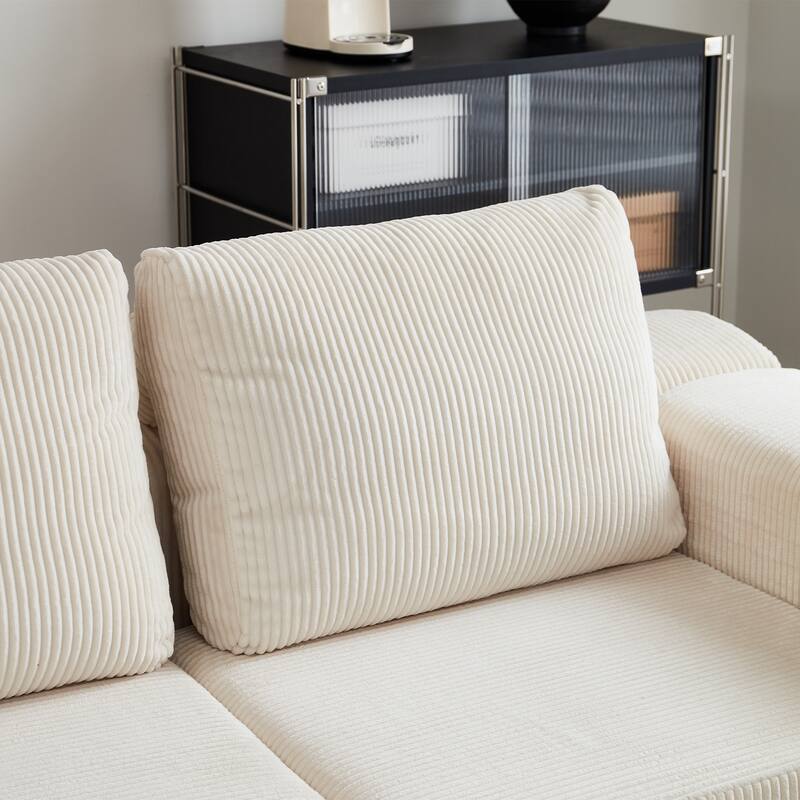 Modular Sectional 3-Seater Cloud Sofa,Corduroy Convertible Sofa Bed