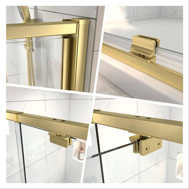Modland 44-48"x71'' Adjustable Pivot Shower Door - Auto-Lift Hinge, Magnetic Seal, 6 Finishes for Uneven Walls - 48''x 71''